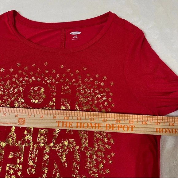 OLD NAVY Girls Red Luxe Holiday Shirt "Oh What Fun" 3/4 Sleeve XL 14 - Picture 5 of 7
